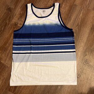 Original Deluxe MEN'S TANK TOP JERSEY Strips‎ White Blue SIZE Large